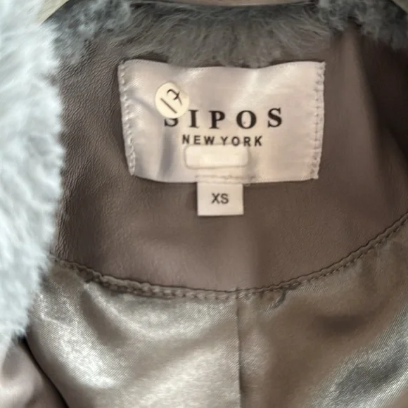 Samantha SiposGrey Quilted Leather Biker Jacket size XS EUC